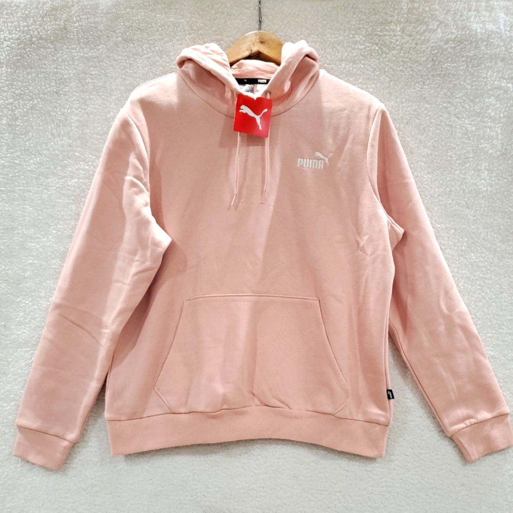 PUMA Women's XLarge Pink Fleece Lined Embroidered Logo Pullover Hoodie.